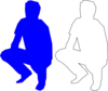 Blue Man Silohouette Squatting Clip Art
